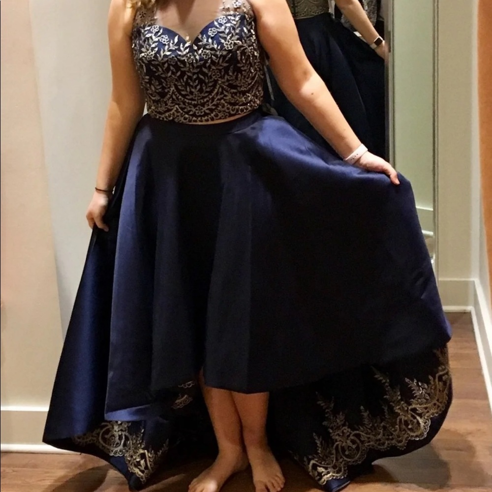 Navy and gold formal